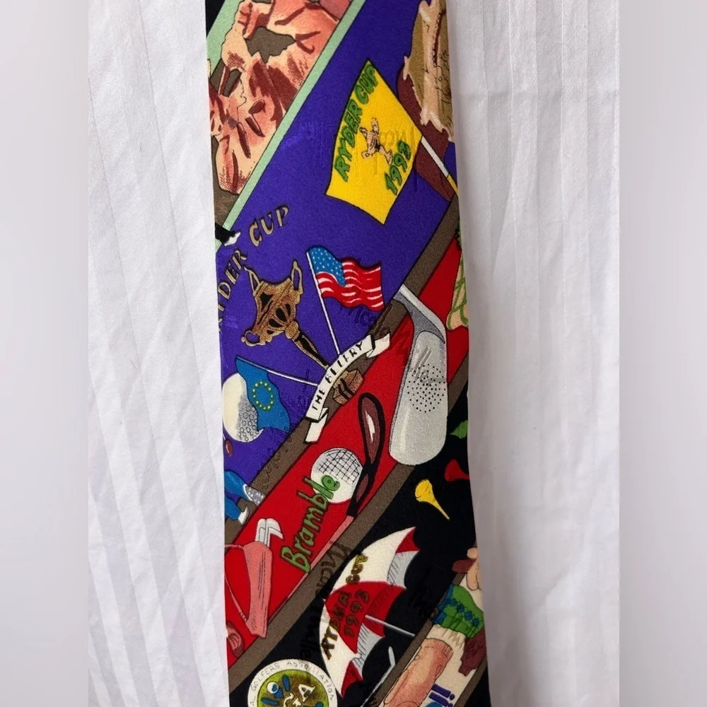 🏈⚾⛳️ Vintage 1990s Nicole Miller Silk Ties – Sports Print Set of 3